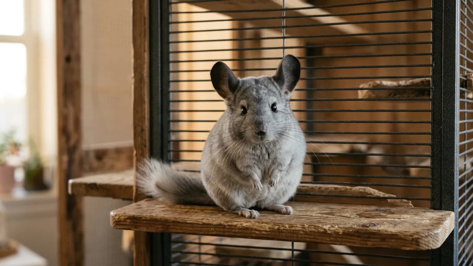A real chinchilla on a wooden ledge, the living animal behind a chinchilla littlest pet shop search