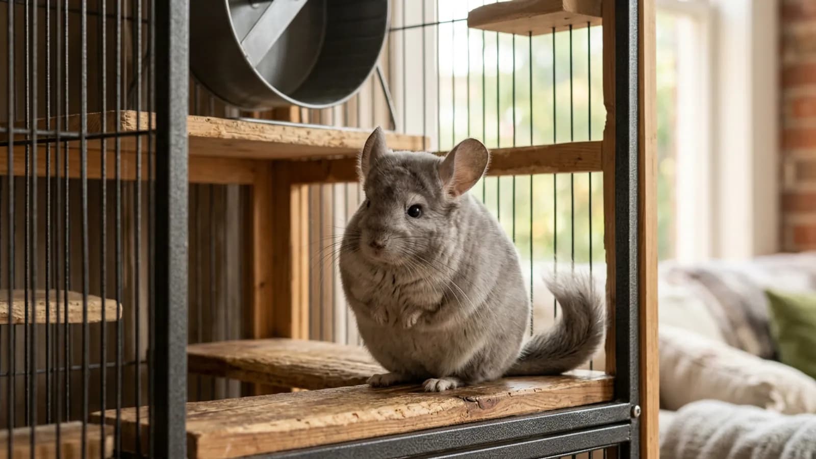 A chinchilla small enough to sit in a cupped space looks twice its size thanks to its dense silver-gray coat.