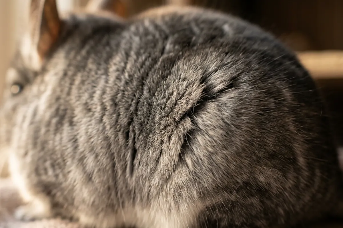 A close look at the banded chinchilla fur that chinchilla persian cats were named after.